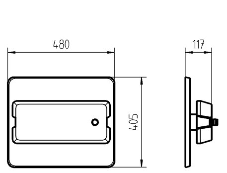Dimensions du luminaire ACANEO.BLACK : 480 × 405 × 117 mm